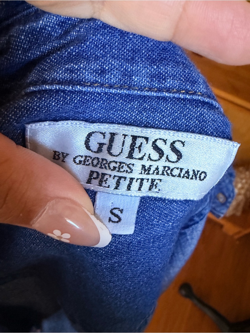 Vintage Guess Denim Button Up Top  100% Cotton 90s Y2K S Petite Preppy - Picture 7 of 7